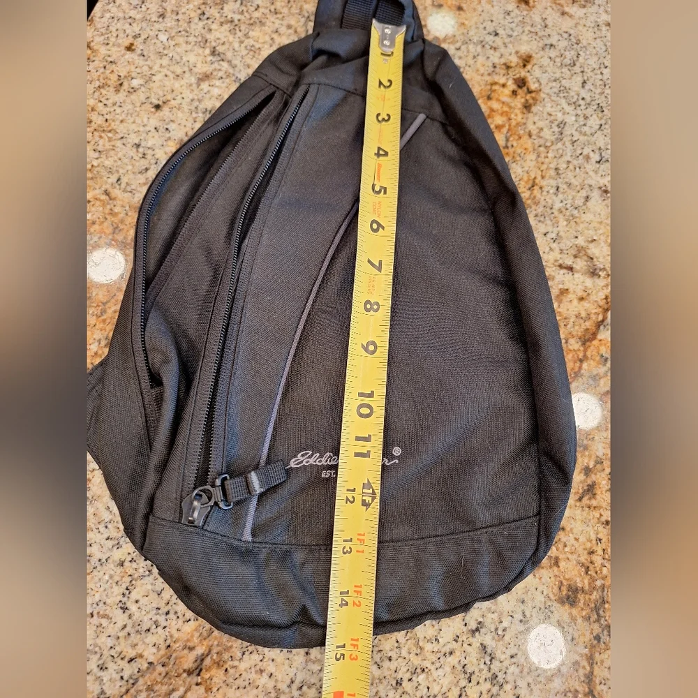 Eddie Bauer Black Sling Bag Double Zip Compartment